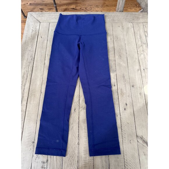Lululemon Wunder Under Hi Rise Crops Blue Luon Size 4 - Picture 1 of 3